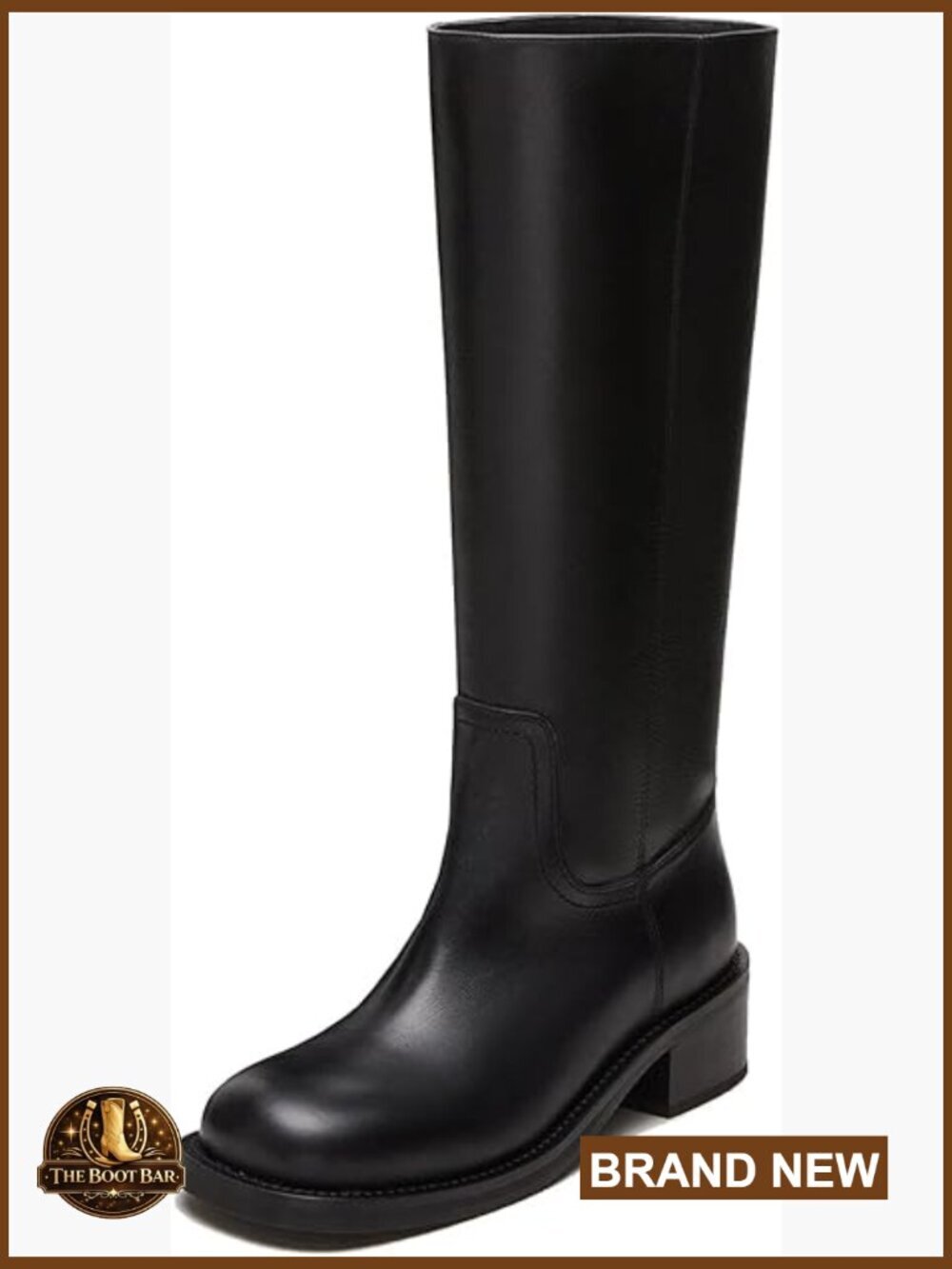 Women's Knee High Square Toe Block Heel Riding Boots Wide Calf Pull On